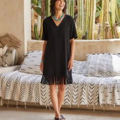 Karen Kane V-Neck Fringe Dress