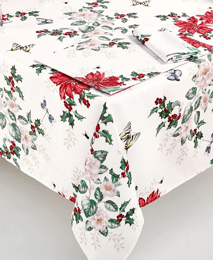 Lenox Butterfly Meadow Poinsettia Tablecloth, 60 X 120
