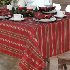 Elrene Shimmering Plaid Tablecloth Collection