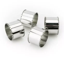 Classic Touch Nickel Napkin Rings With Beaded Design