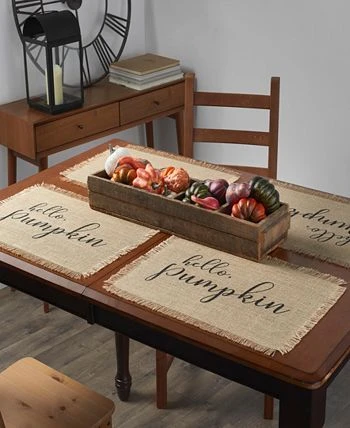 Elrene Hello Pumpkin Farmhouse Burlap Placemat, Set Of 4 - Image 3