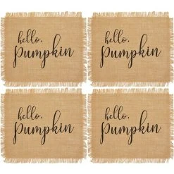 Elrene Hello Pumpkin Farmhouse Burlap Placemat, Set Of 4