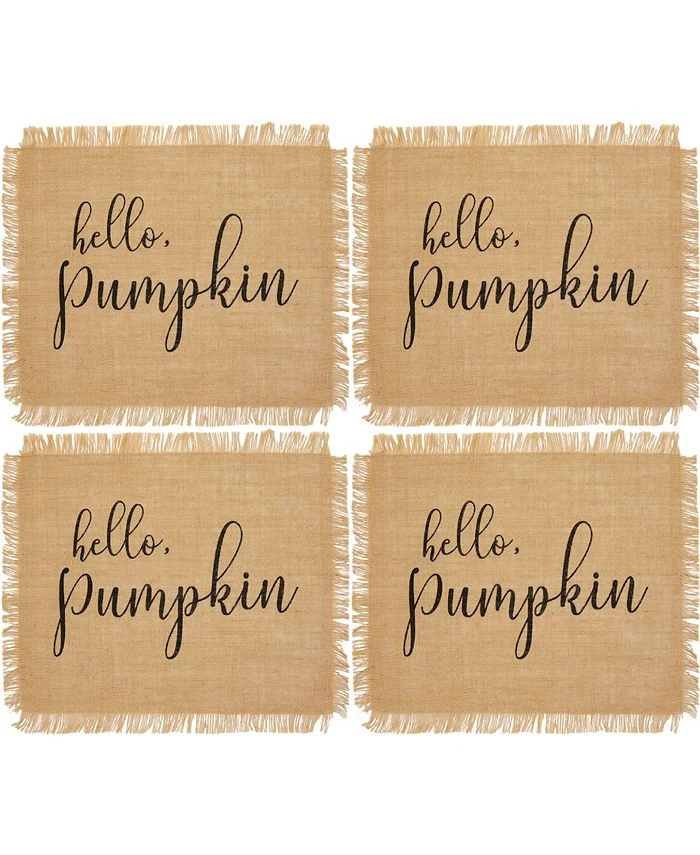 Elrene Hello Pumpkin Farmhouse Burlap Placemat, Set Of 4