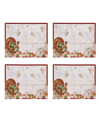 Elrene Holiday Turkey Bordered Fall Placemat, Set Of 4 - Image 2