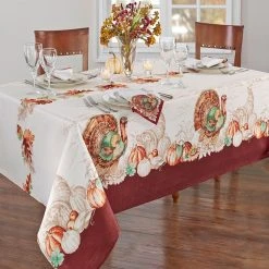 Elrene Holiday Turkey Bordered Fall Tablecloth, 60 X 84