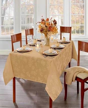 Elrene Gant Woven Leaves Jacquard Damask Tablecloth, 60x84 Oval - Image 2