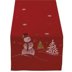 Design Imports Embroidered Snowman Table Runner