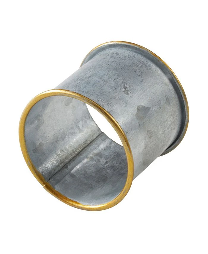 Saro Lifestyle Rim Galvanized Napkin Ring, Set Of 4