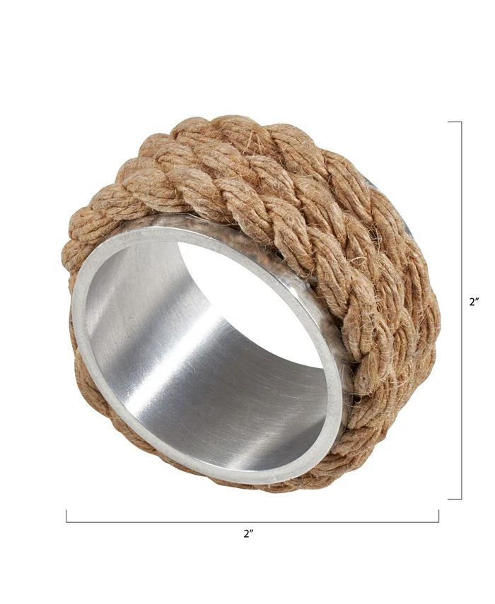 Saro Lifestyle Rope Design Aluminum Napkin Ring, Set Of 4