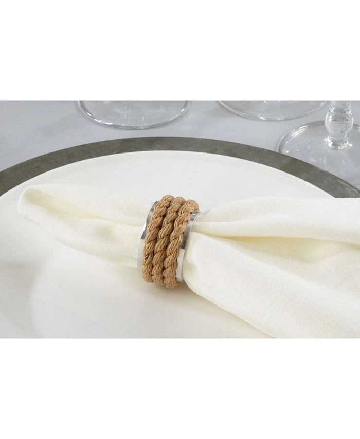 Saro Lifestyle Rope Design Aluminum Napkin Ring, Set Of 4 - Image 4