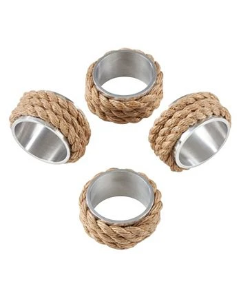 Saro Lifestyle Rope Design Aluminum Napkin Ring, Set Of 4 - Image 6