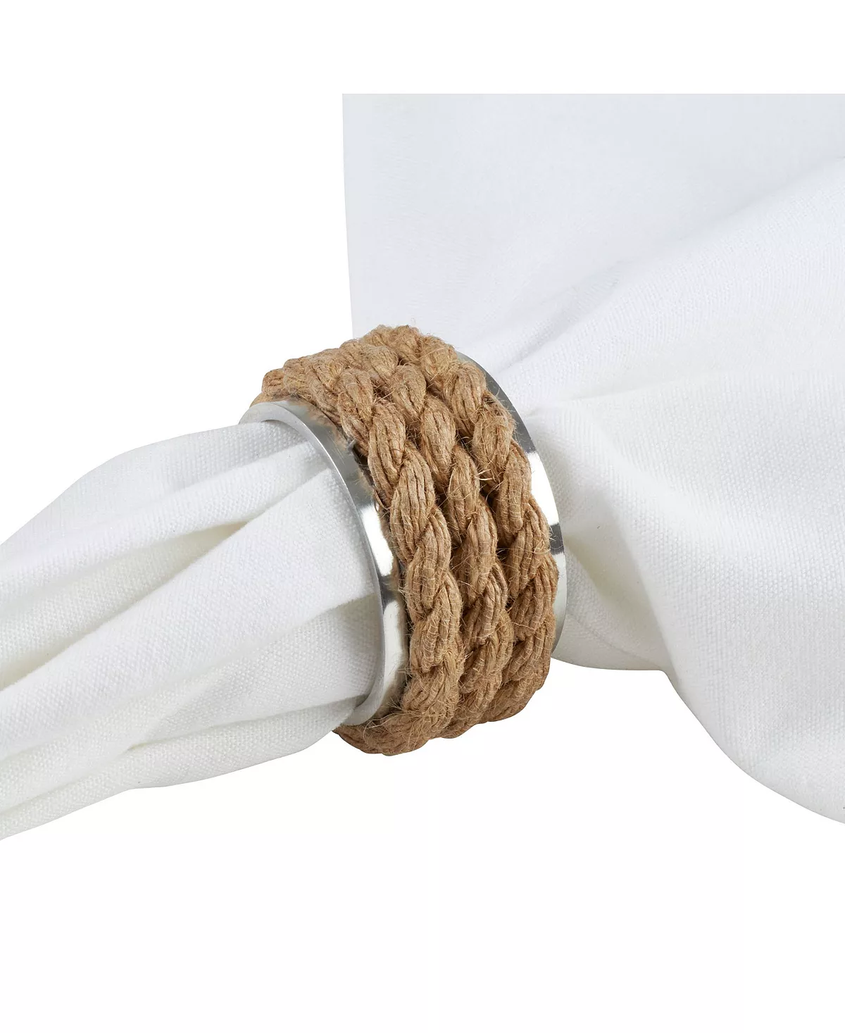 Saro Lifestyle Rope Design Aluminum Napkin Ring, Set Of 4 - Image 7