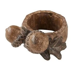 Saro Lifestyle Rustic Napkin Ring With Acorn Design, Set Of 4