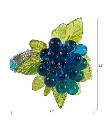 Saro Lifestyle Flower And Leaves Design Beaded Napkin Ring, Set Of 4 - Image 2