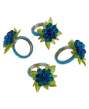 Saro Lifestyle Flower And Leaves Design Beaded Napkin Ring, Set Of 4 - Image 3