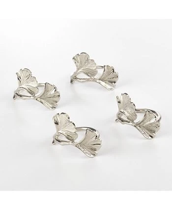 Saro Lifestyle Ginko Design Napkin Ring Ginko Napkin Ring, Set Of 4 - Image 2
