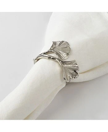 Saro Lifestyle Ginko Design Napkin Ring Ginko Napkin Ring, Set Of 4 - Image 3