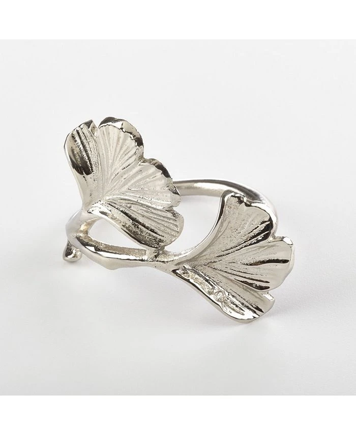 Saro Lifestyle Ginko Design Napkin Ring Ginko Napkin Ring, Set Of 4
