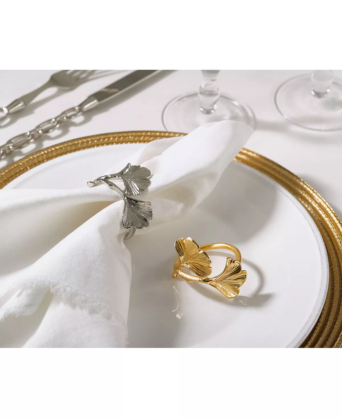 Saro Lifestyle Ginko Design Napkin Ring Ginko Napkin Ring, Set Of 4 - Image 6