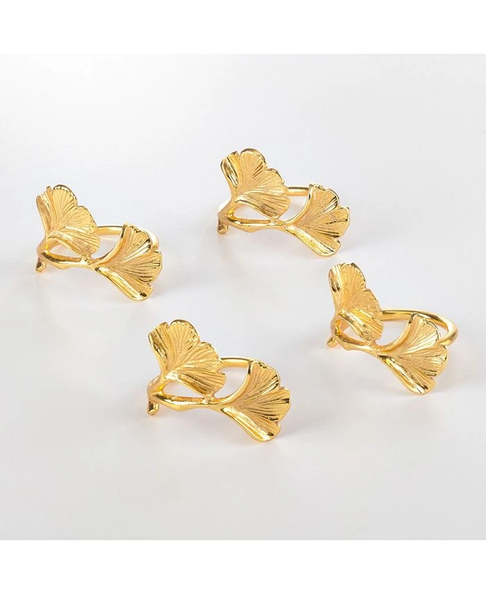 Saro Lifestyle Ginko Design Napkin Ring Ginko Napkin Ring, Set Of 4 - Image 4