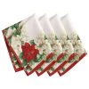 Elrene Red And White Poinsettias Napkin, Set Of 4