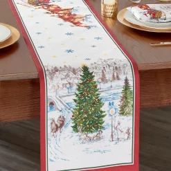 Elrene Santa's Snowy Sleighride Table Runner