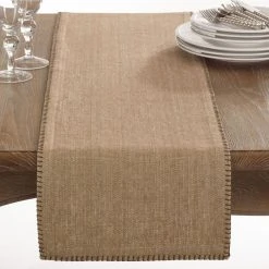 Saro Lifestyle Celena Collection Whip Stitched Design Cotton Table Runner