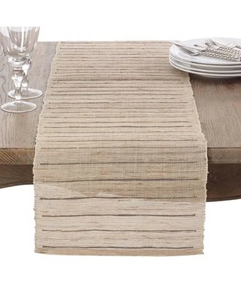 Saro Lifestyle Nubby Texture Stripe Design Woven Table Runner - Image 2