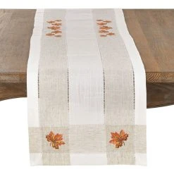 Saro Lifestyle Autumn Design Poly And Linen Blend Runner