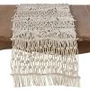 Saro Lifestyle Cotton Table Runner With Macramé Design