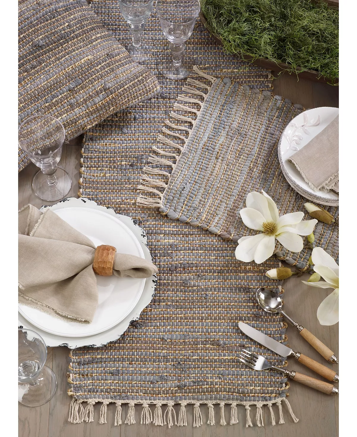 Saro Lifestyle Fringed Chindi Table Runner - Image 4