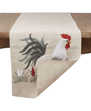 Saro Lifestyle Ng Table Runner With Embroidered Rooster Design - Image 2