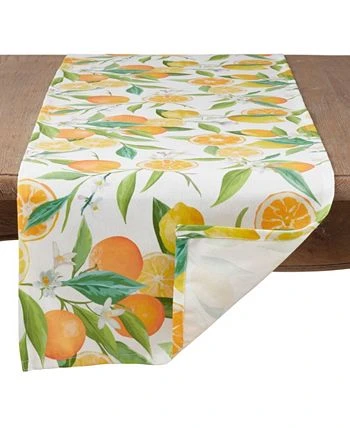 Saro Lifestyle Table Runner With Lemon Orange Print - Image 2