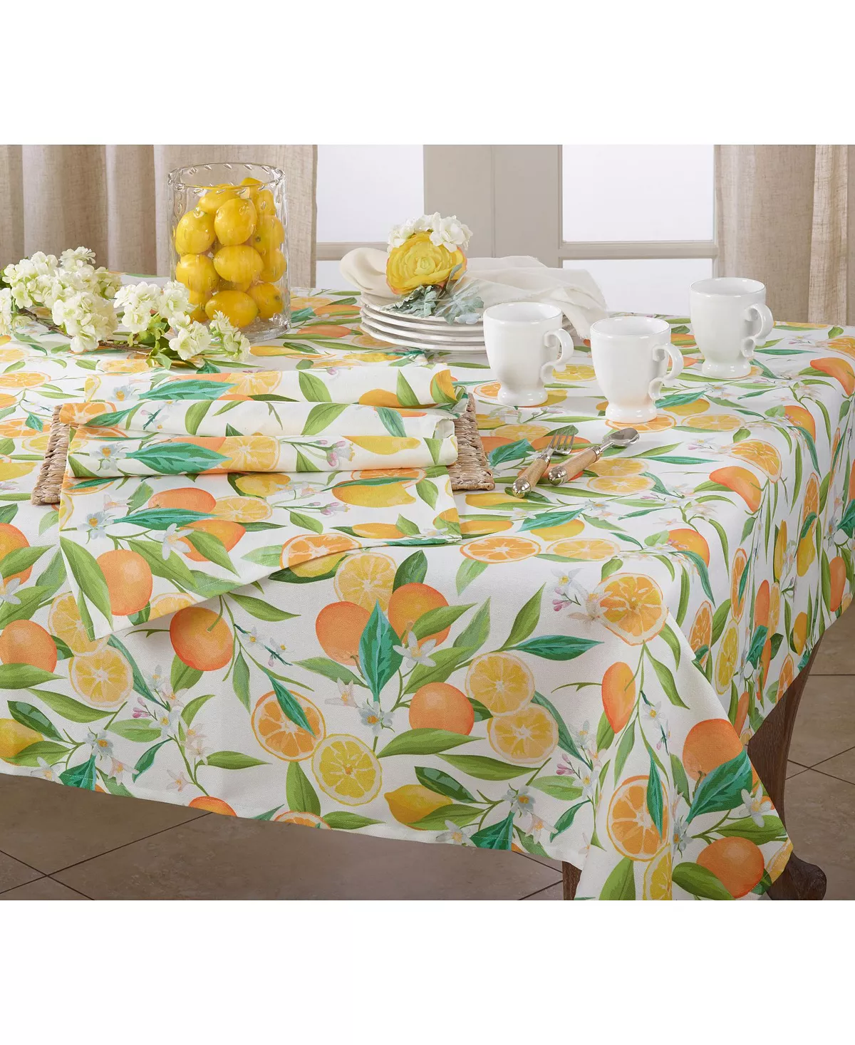 Saro Lifestyle Table Runner With Lemon Orange Print - Image 4