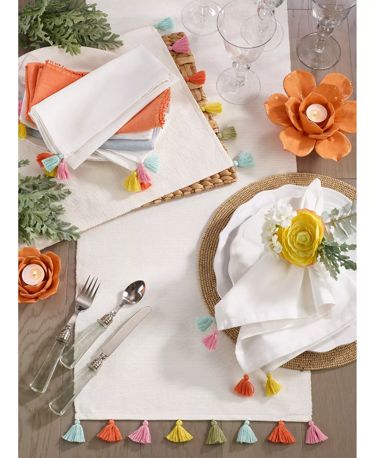 Saro Lifestyle Fiesta Tassel Long Table Runner - Image 4