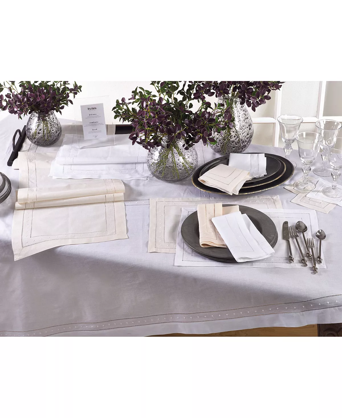Saro Lifestyle Embroidered And Hemstitched Table Runner, 16 X 36 - Image 2