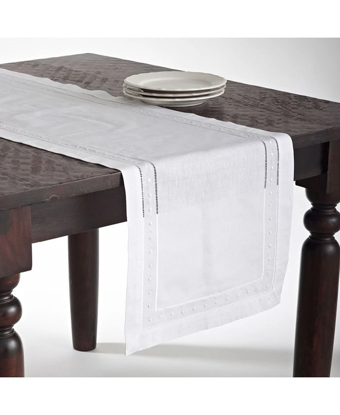 Saro Lifestyle Embroidered And Hemstitched Table Runner, 16 X 36
