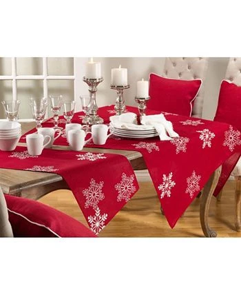 Saro Lifestyle Nowflake Design Table Topper/Runner - Image 2