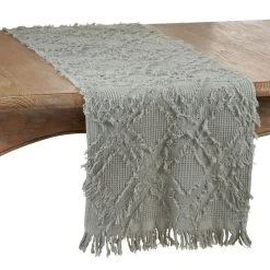 Saro Lifestyle Fringe Waffle Weave Runner