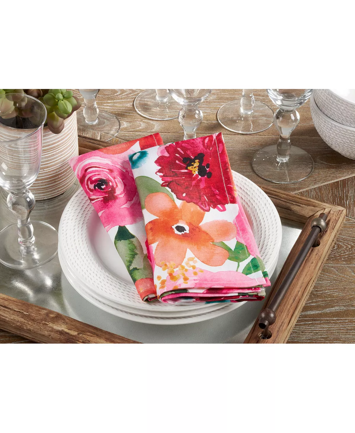 Saro Lifestyle Nta Monica Floral Napkin Set Of 12 - Image 5