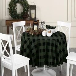 Elrene Farmhouse Living Holiday Buffalo Check Round Tablecloth 70 Round