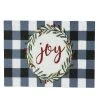 Elrene Holiday Joy Wreath With Plaid Coir Doormat