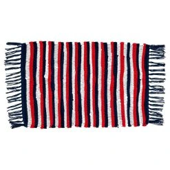 Saro Lifestyle Chindi Placemats With Striped Patriotic Design, Set Of 4, 20 X 14