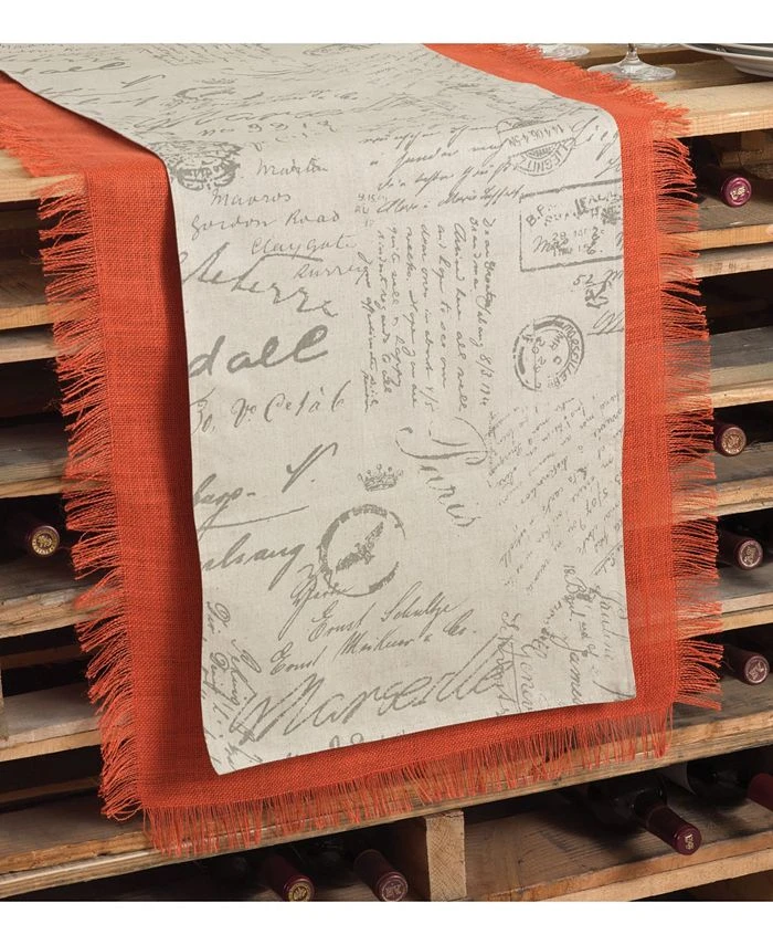 Saro Lifestyle Old Fashioned Script Print Design Table Runner, 108 X 16 - Image 2