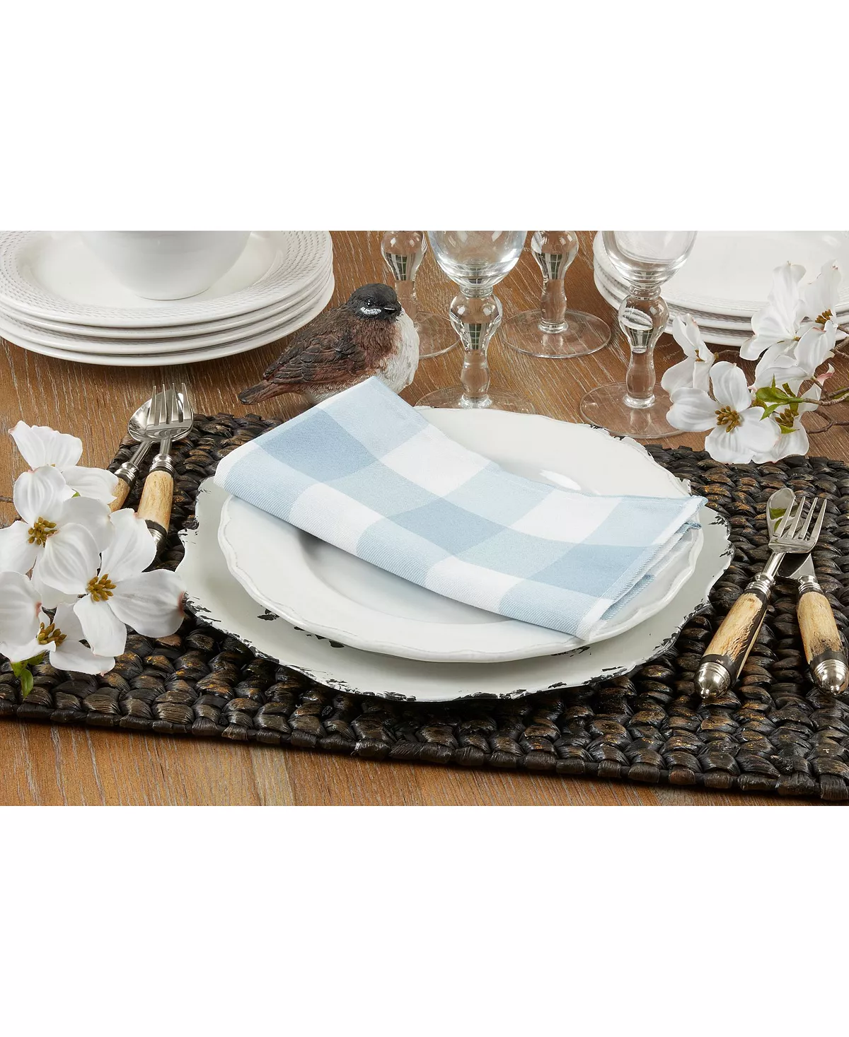 Saro Lifestyle Buffalo Plaid Check Pattern Design Cotton Napkins, Set Of 4, 20 X 20 - Image 6