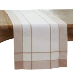Saro Lifestyle Ng Table Runner With Banded Border Design, 120 X 16