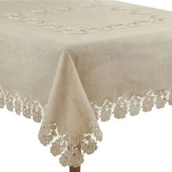 Saro Lifestyle Ce Tablecloth With Rose Border Design, 72 X 72