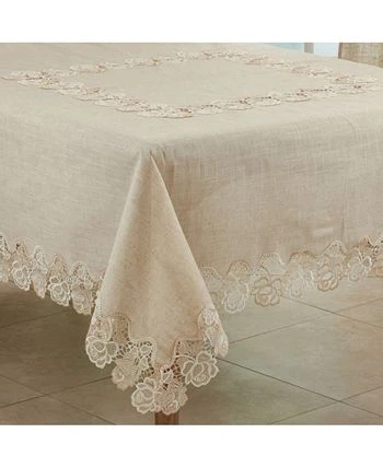 Saro Lifestyle Ce Tablecloth With Rose Border Design, 72 X 72 - Image 2