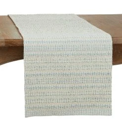 Saro Lifestyle Woven Table Runner With Line Design, 72 X 16