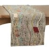 Saro Lifestyle Embroidered Table Runner With Block Print Design, 72 X 16